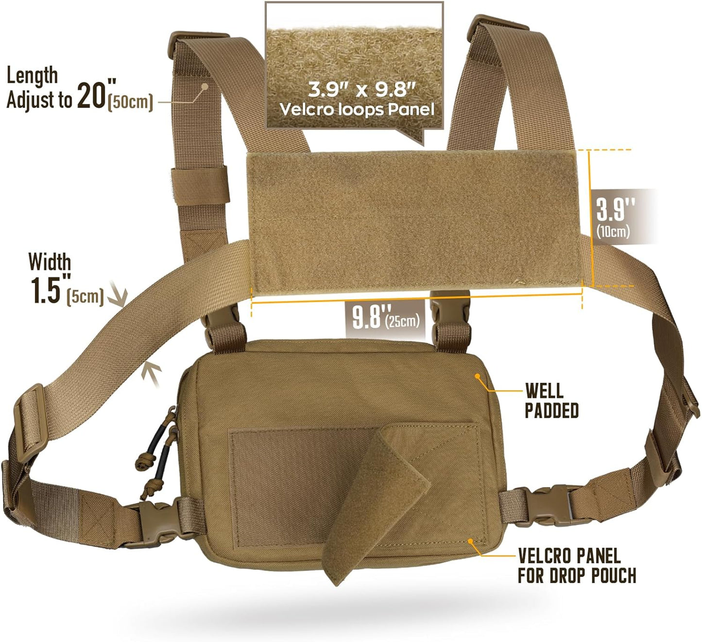 StonePeak Tactical Chest Rig + Utility Recon Pouch